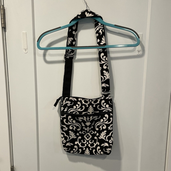 Thirty One Parisian Pop Black White Crossbody Shoulder Bag Zipper Organizer - Picture 2 of 6